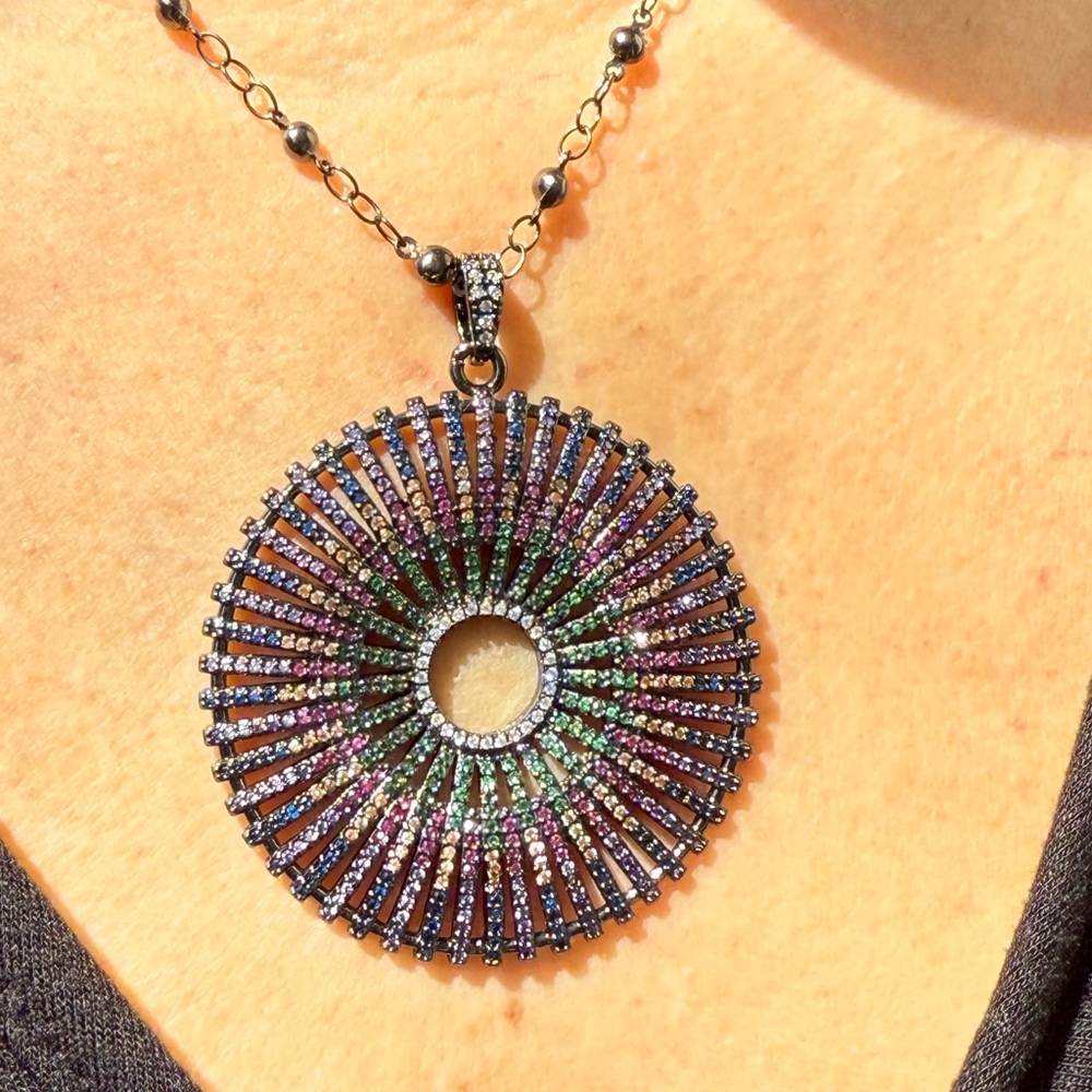 Blue and Green Mandala Pendant Necklace
